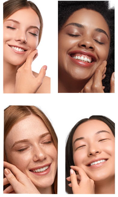 Four women with different skin tones representing Fitzpatrick phototypes