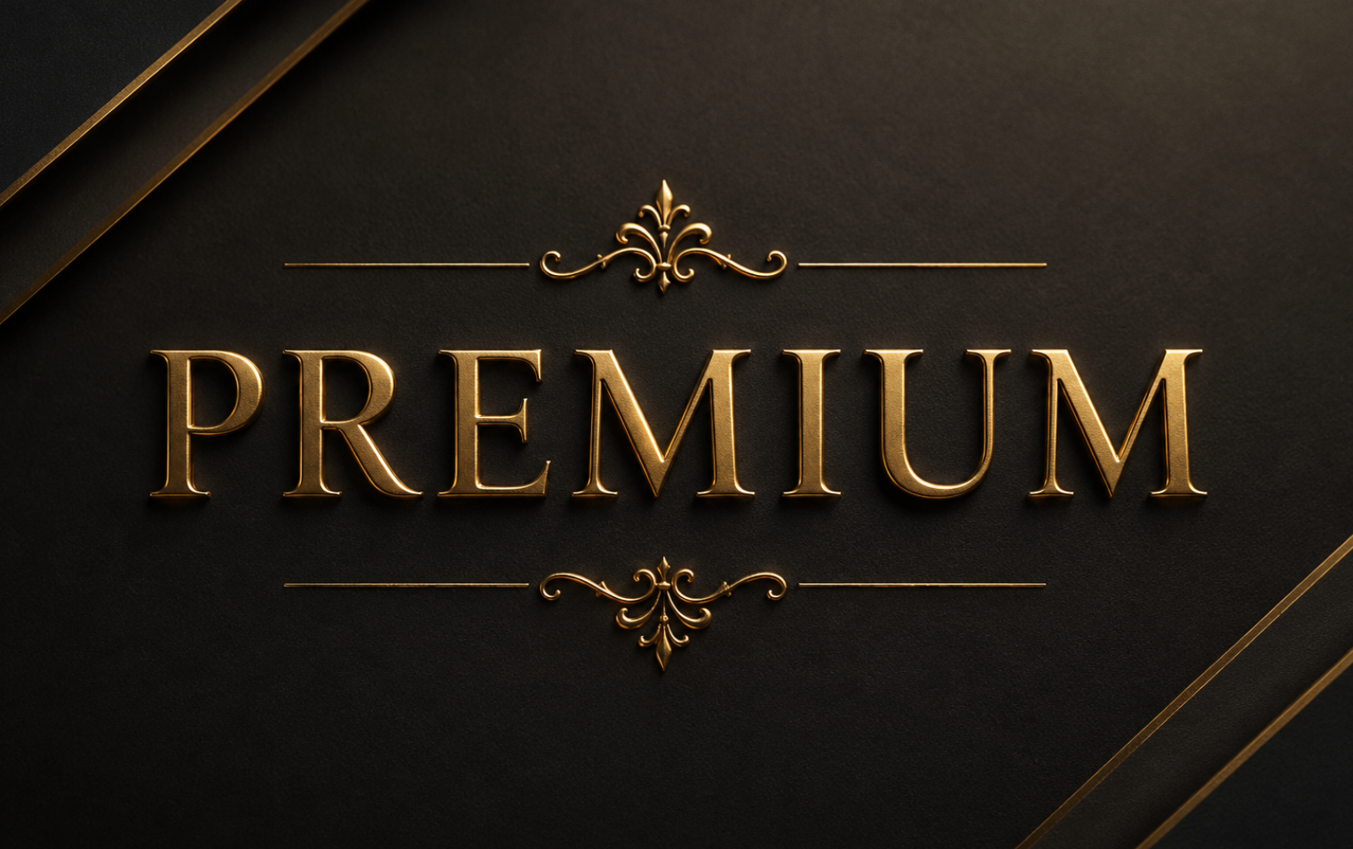 Gold 'Premium' lettering on a dark luxury background