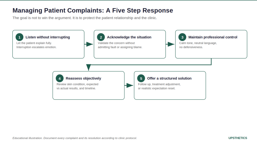 Infographic on handling difficult patients, complaints, and expectations