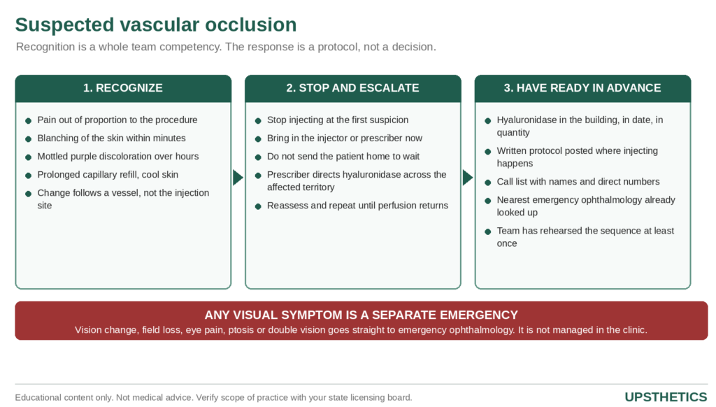 Infographic on recognizing and responding to a vascular occlusion